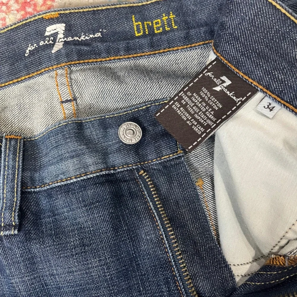 7 For All Mankind Brett Bootcut Jeans Mens 34 Blue A-Pocket Made in USA Denim - Picture 7 of 11